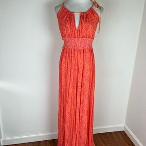 Hoss Intropia Pink/Orange Maxi Dress Size 36 US 4 Made in Spain